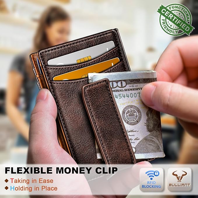 BULLIANT Magnetic Slim Leather Pocket Wallet Money Clip For Men 12Cards | RFID Blocking | Easy Access | Gift Boxed - Image 5
