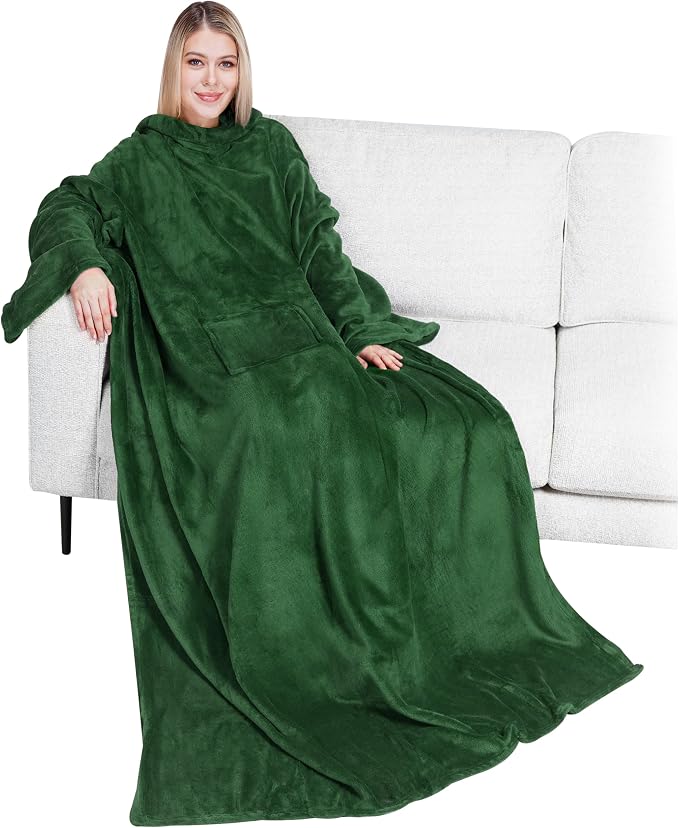 PAVILIA Wearable Blanket with Sleeves for Adult Women Men, Cozy Fleece Warm Wrap Throw with Arms, Gifts for Christmas, Wife by PAVILIA