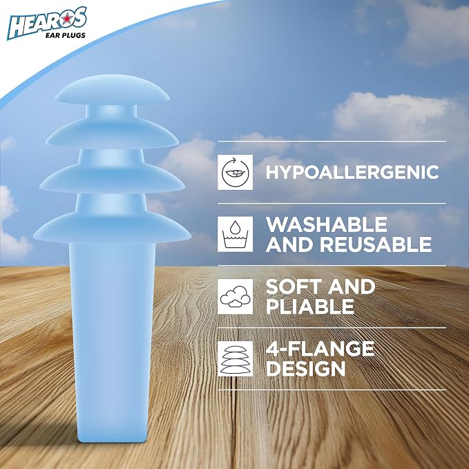 HEAROS AirPlugs Airline Pressure Reducing Earplugs, 1 Pair + Free Case, Latex Free Silicone, Reduce Ear Pain, NRR 20, Clear (5805) - Image 6