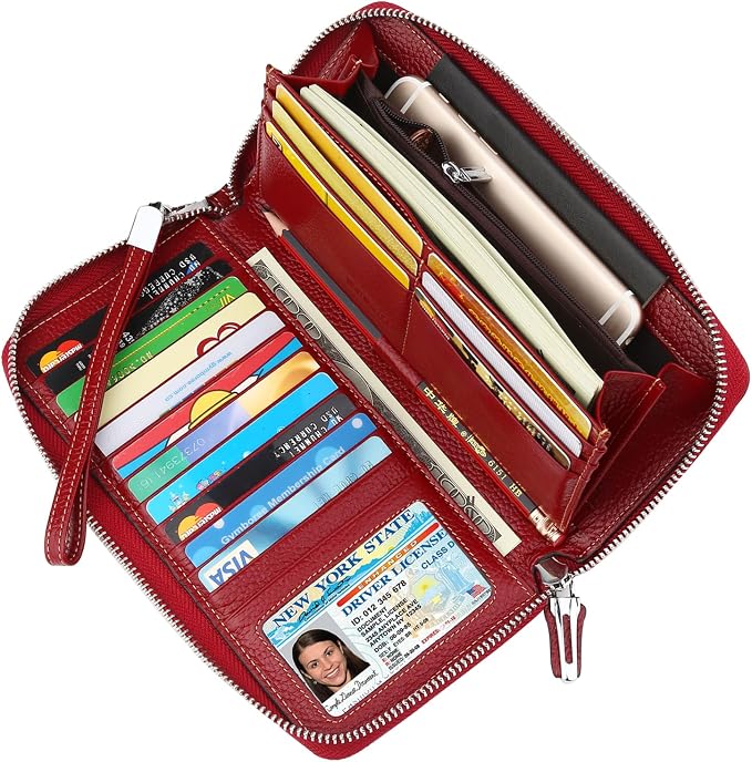 Small Compact Women Wallet RFID Blocking Genuine Leather Bifold Purse with ID Windows - Image 2