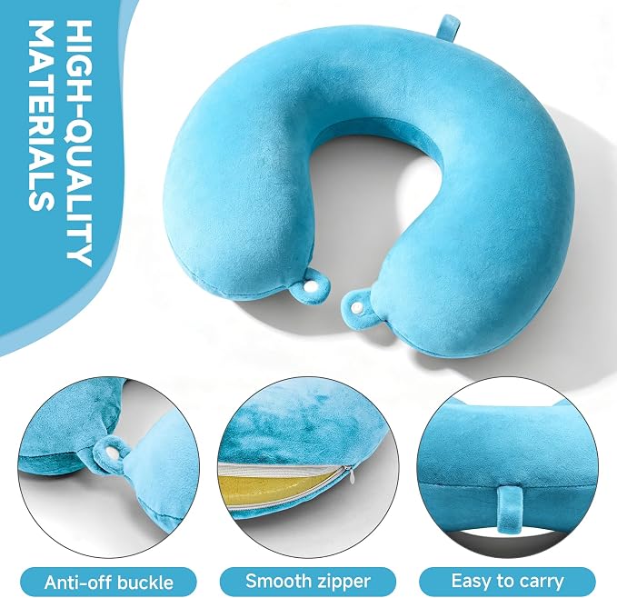 2 Packs Travel Neck Pillow Cover, Reusable U Shaped Washable Cover (Blue) - Image 3