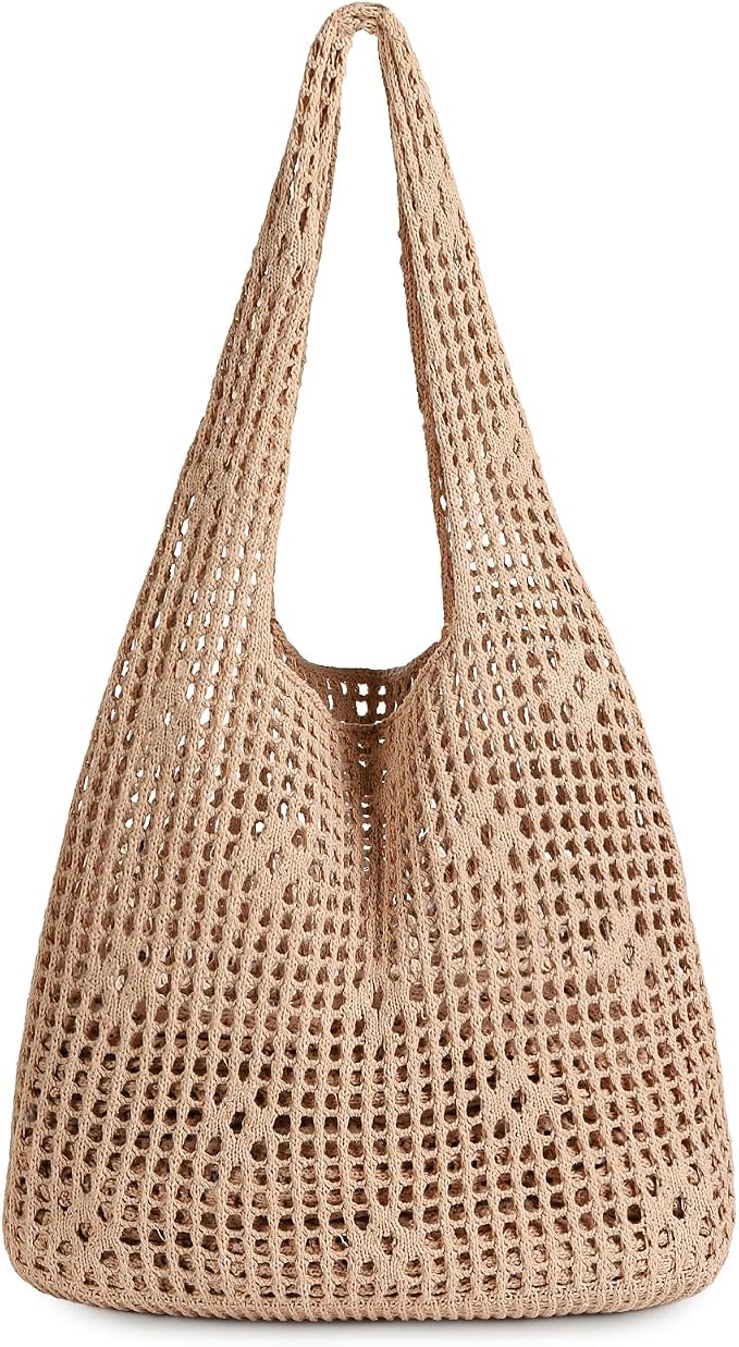 Sightor Crochet Tote Bag, Mesh Beach Bag Knit Summer Hobo Bag for Women | Beach Tote bag Vacation Outfits Aesthetic Boho Bag by Sightor