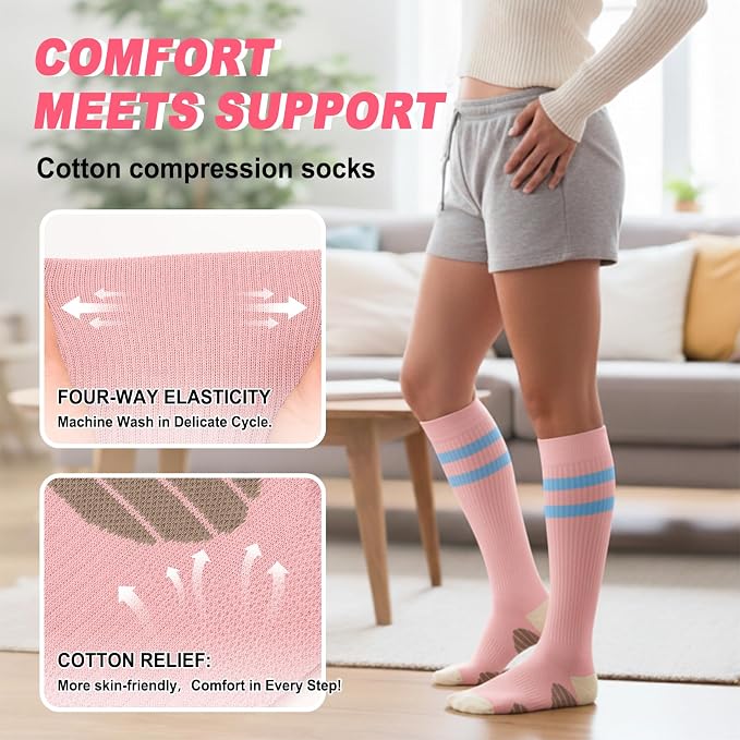 4 Pairs Compression Socks for Women Circulation-Best Support for Nurses,Running,Athletic,Travel - Image 4