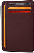 Berry Leather Slim Minimalist Wallet, RFID Blocking Front Pocket Card by OakLeathers