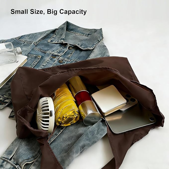 Foldable Nylon Tote Bag w/Keychain Lightweight Reusable Shopping Bag - Image 5