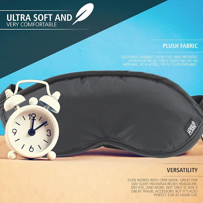 Lewis N. Clark Comfort Sleep Mask | Eye Mask for Travel | Comfortable & Breathable | Light Blocking & Adjustable | Black - Image 3