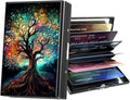 Metal Wallet,Credit Card Holder for Women Men,RFID Blocking Card Holder Wallet Mini Slim Aluminum Wallet ID Case Hard Card Case Business Card Holder Case,Colorful Tree by ACWDMKH