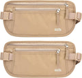 Unisex Money Belt For Men and Women, Slim Passport Holder RFID Blocking Travel Essentials Pouch with Adjustable Strap Small Waist Pouch for Workout Running Travelling Hiking (Beige 2 Packs) by paissit