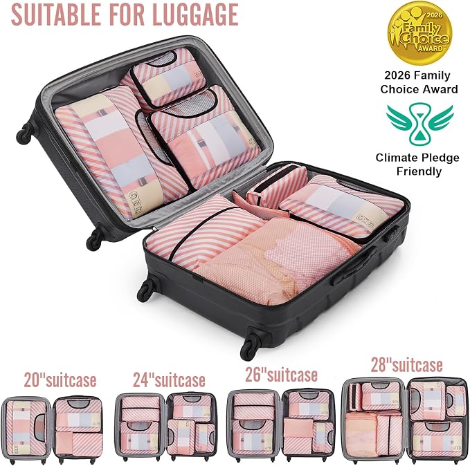Veken 8 Set Packing Cubes for Travel Essentials, Suitcase Organizer Bags in 4 Sizes, Carry-On Luggage Accessories with Laundry Bag, Airplane Must Have with 99-Count Mesh Holes - Image 6