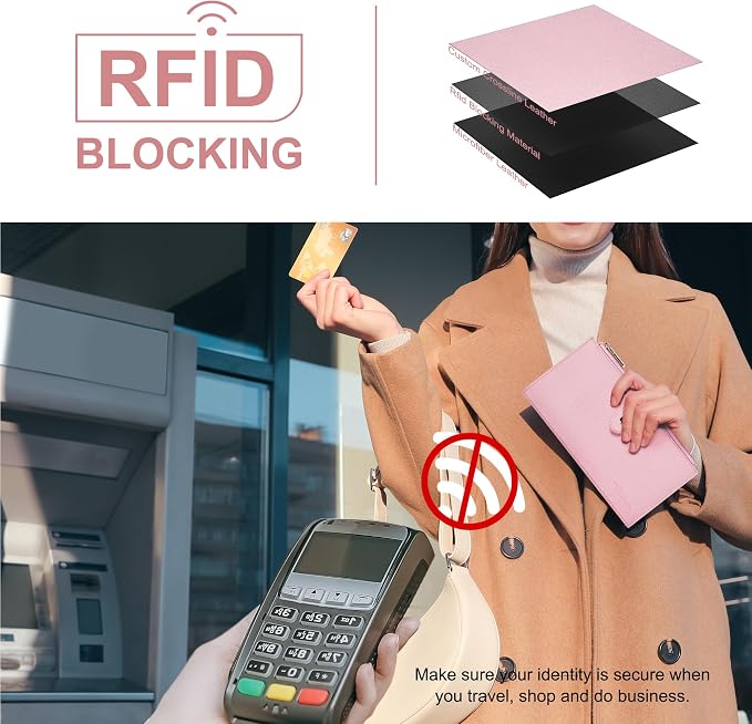 Travelambo RFID Wallet Women Large Size Bifold Multi Card Wallet Case with Zipper Pocke Credit Card Holder for Women - Image 3