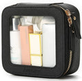 Aveniee Mini Clear Makeup Bag, Small Cosmetic Bags Travel Toiletry Pouch Organizer, TSA Approved Make up Case with Zipper, Car Bag for Essentials,Black by Aveniee