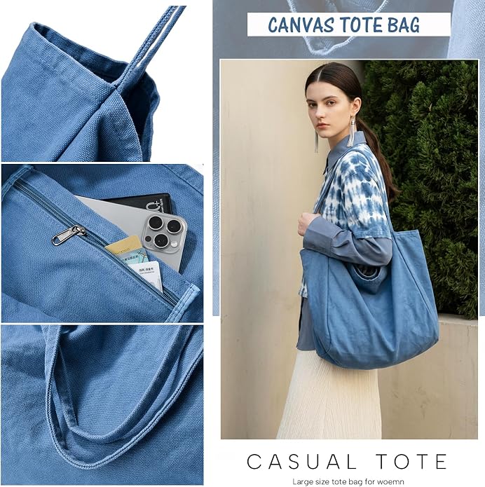 Canvas Tote Bag for Women Large Hobo Shoulder Bag for Work Travel Casual Message Bag Tote Purse handbags - Image 5
