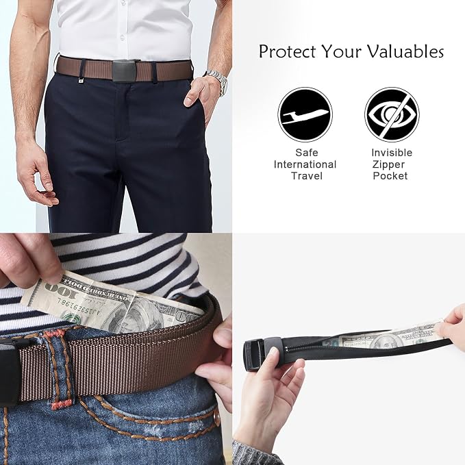 SUOSDEY Travel Money Belt, Nylon Hidden Money Pocket Belt with Plastic Buckle - Image 2
