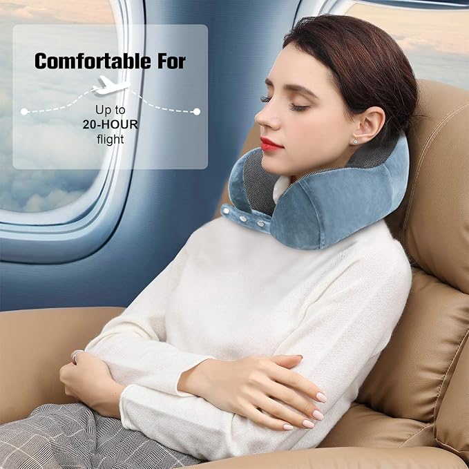 Cirorld Neck Pillow for Traveling, Travel Pillows for Airplanes,100% Pure Memory Foam Travel Neck Pillow, Adjustable Flight Pillow, Portable Plane Accessories with Eye Mask, Earplugs, Carry Bag - Image 7
