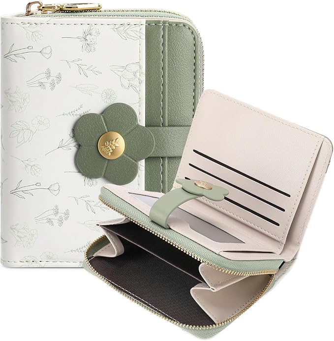 Small Wallet for Women Rfid Bifold Leather Card Holder Wallet With Zipper Pocket by FALANMULE