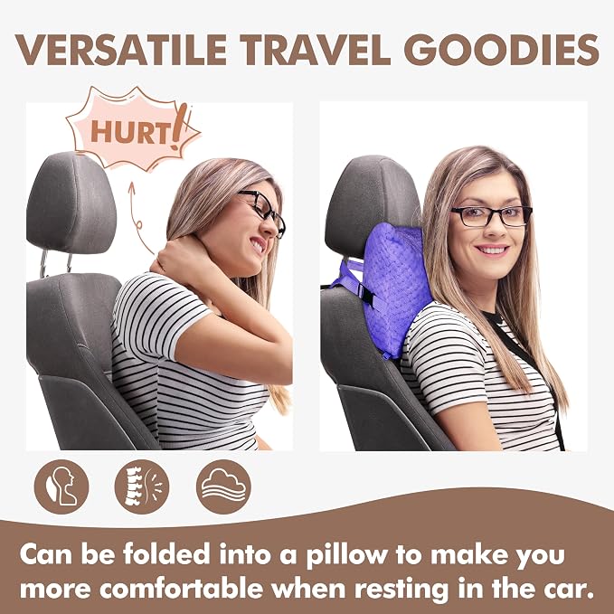 Tirrinia Travel Blanket and Pillow Set, Soft Compact Airplane Blanket with Foot Pockets, 4-in-1 Travel Essentials for Women Men, Portable Travel Gifts for Her, Travel Blanket for Airplanes, Cars - Image 2