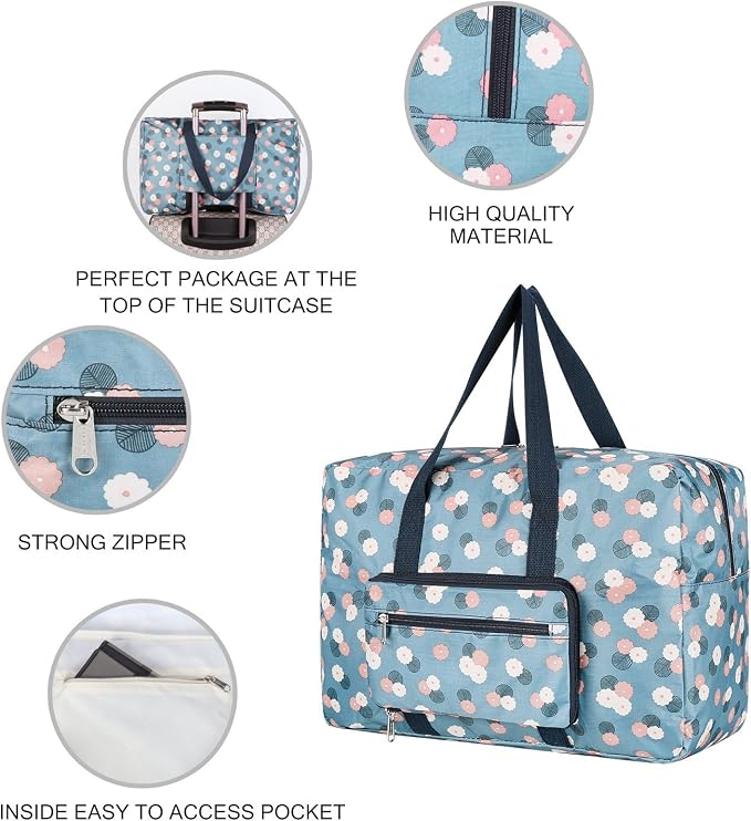 F.FETIVIN Weekender Bag Carry On Travel Duffle Medium Overnight Bag for Women(BLUE) - Image 3