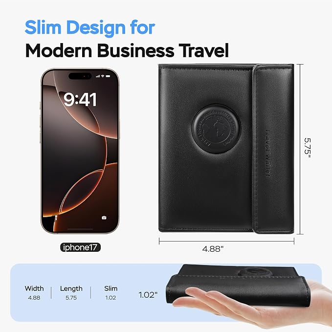 MiLi Smart Passport Holder with Bluetooth Tracker for iOS & Android | Works with Apple Find My & Google Find Hub, Leather Passport Holder for Travel, Never Lose Your Passport Again - Image 6