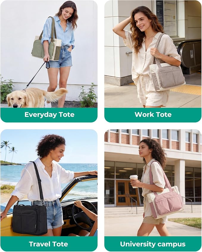 BAGSMART Tote Bag for Women, Puffy Laptop Work College Shoulder Handbag | 30oz or 40oz Tumbler Holder with Crossbody Strap, 13 inch or 15.6 inch Laptop Sleeve, Water Resistant Puffer Teacher Tote Bag - Image 2