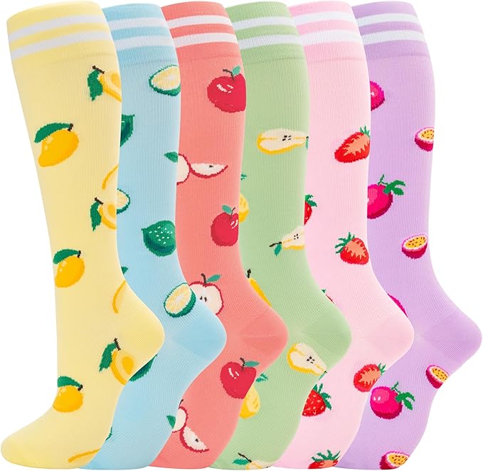 fenglaoda Compression Socks for Women Men Support Circulation 6 Pairs Socks For Nurse, Travel, Flight by fenglaoda