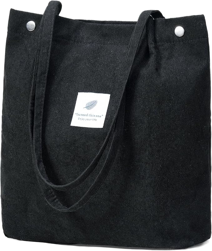 Corduroy Tote Bag for Women Crossbody Bags Lightweight Handbags Shoulder Bag with Zipper Pockets for Work Shopping by AMXNX