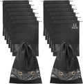 12 Pcs Portable Travel Shoe Bags, 17.3 x 12.6 Inches Waterproof Non-Woven Shoe Organizers Storage Bags, Large Drawstring Shoes Pouch Packing Organizers with Rope for Men, Women, Children (Black) by KINYFY
