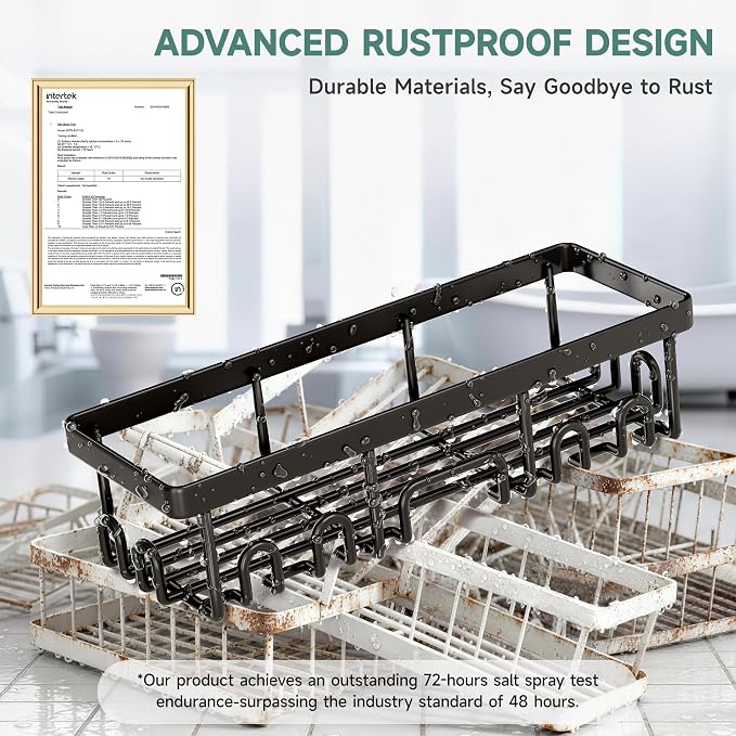 Veken Shower Caddy 3-Pack, Advanced Rustproof Design, No Drilling Adhesive Shelves, Rack with Soap Holder, Large Capacity Bathroom Organizers and Storage, Wall-Mounted Kitchen & Home Decor, Black - Image 4