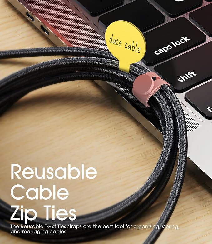 32Pcs Cable Labels and Silicone Cable Ties Set for Electronics | 20 Cable Ties+12 Cord Labels for Organizing Wires and Identification, Reusable Cable Management Set, Multicolor - Image 6
