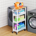 4 Tier Slim Rolling Cart with Wheels for Between Washer and Dryer Storage | White Metal Rolling Spice Rack Next to Fridge, Narrow Kitchen Cabinet for Small Spaces, Laundry Room Organizer Carts by Aofure