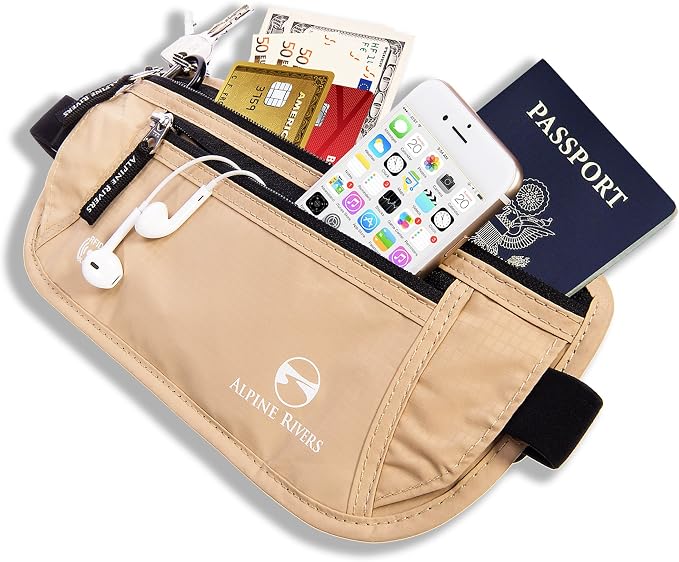 Alpine Rivers Money Belt for Travel - RFID Hidden Wallet, Sahara Sand | Triple-layer RFID shielding, hidden passport holder and waist wallet, 7 card sleeves included, fits 26-56 inch waists - Image 2