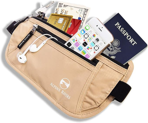 Alpine Rivers Money Belt for Travel - RFID Hidden Wallet, Sahara Sand | Triple-layer RFID shielding, hidden passport holder and waist wallet, 7 card sleeves included, fits 26-56 inch waists - Image 2