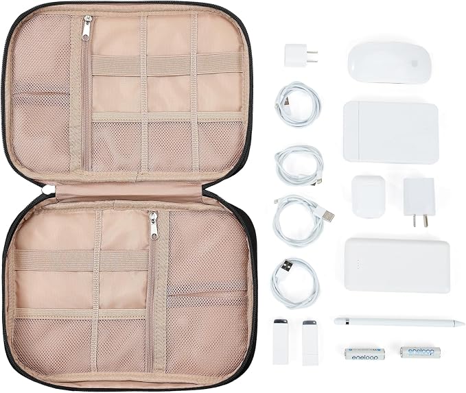 NISHEL Travel Cord Organizer, Electronic Cable Accessories Storage Bag | Bag for chargers, cables, phones, hard drives, USB devices and SD cards, ideal for travel and daily use,Black - Image 5