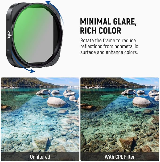 NEEWER 4 Pack ND Lens Filter Set Compatible with Insta360 Ace Pro/Ace Pro 2, Adjustable CPL + ND8 + ND16 + ND32, NOT Compatible with Updated Version Redesigned Round Octagonal Lens Guard, FL-C30 - Image 4