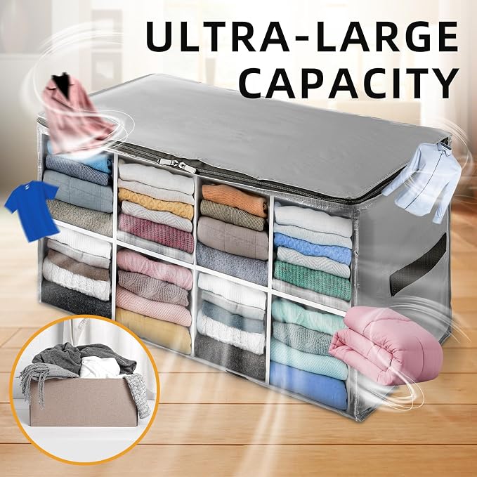TAILI 8 Pack Silver Extra Large Moving Bags,Storage Bag with Visible Window | 93L Heavy Duty Totes For Storage,Wrap Around Handles,Alternative to Moving Boxes, College Dorm,Perfect for Moving - Image 9