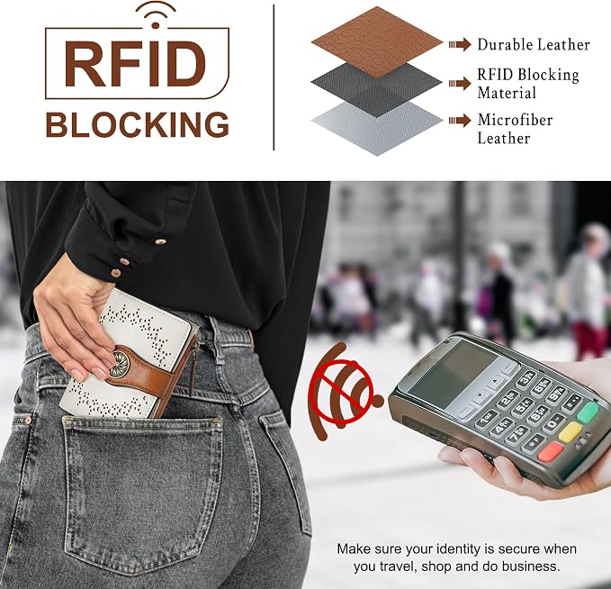Tipmile Small Wallet for Women Bifold RFID Blocking Card Holder Leather Wallets with Zipper Coin Pocket - Image 3