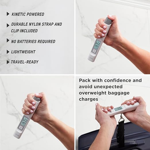 Taylor Kinetic Powered Digital Luggage Scale, 110 lb Capacity, No Batteries Required, Lightweight Travel Scale with Durable Nylon Strap and Clip, Portable Suitcase Weight Checker for Travelers, White - Image 2