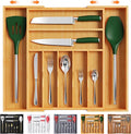 Bellsal Large Premium Bamboo Silverware Organizer - Expandable Utensil Drawer Organizer - 17"x19.6" Utensil Holder and Cutlery Tray with Grooved for Kitchen Flatware and Utensils Mother's Day Gift by Bellsal