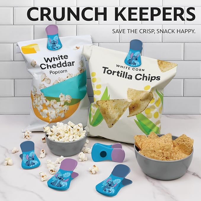 Disney Stitch Magnetic Chip Clips, Set of 6 | Airtight food storage bag clips for snack, cereal, and coffee bags, great for pantry and fridge, magnet displays kids artwork - Image 2