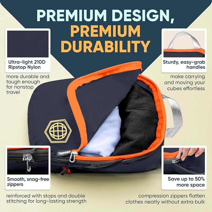 TRIPPED Travel Gear Large Compression Packing Cubes 7-Piece Set for Travel - Image 8