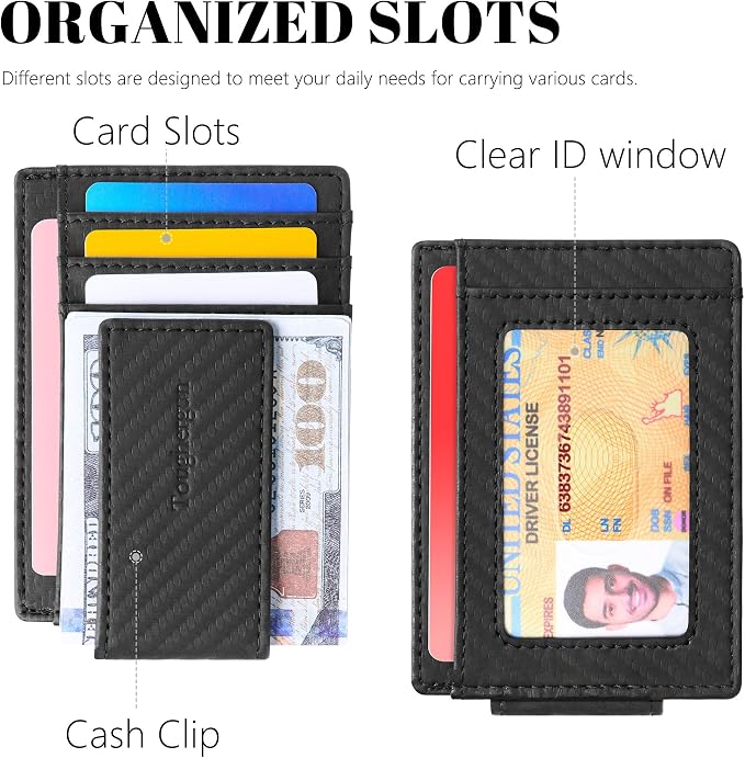 Toughergun Slim Wallet for Men RFID Blocking Money Clip, Minimalist Front Pocket Credit Card Holder, Magnetic Thin Mens Wallets with ID Window - Image 4
