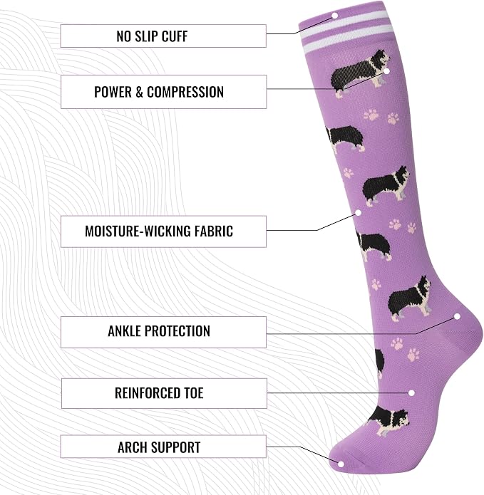 fenglaoda Compression Socks Women Men 6 Pairs, Knee High Best Support Circulation Socks for Running, Travel, Flight, Nurse - Image 3
