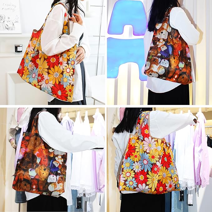 2-Piece reusable grocery bags,shopping bags,grocery bags Reusable Shopping 60+Pounds Capacit, Foldable, - Image 6