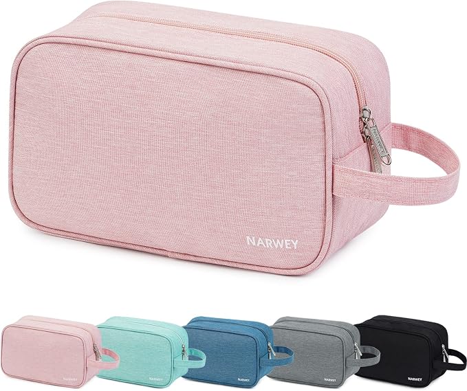 Narwey Travel Toiletry Bag for Women Traveling Dopp Kit Travel Bag for Toiletries Cosmetic Bag Makeup Bag Medicine Bag for Traveling (Pink) by Narwey