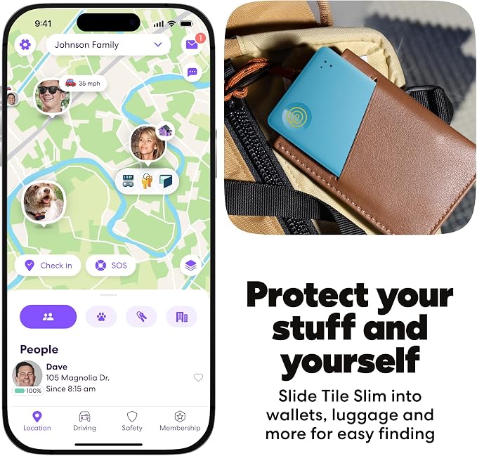 Life360 Tile Slim - Wallet Finder, Bluetooth Tracker and Item Locator for Luggage Tags, Passports and More. Both iOS and Android Compatible. Phone Finder. 1-Pack (Aqua Lemon) - Image 3