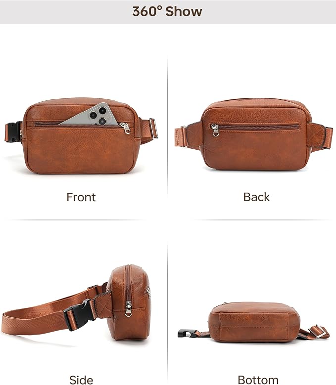 RFID Blocking Waist Packs Anti Theft Crossbody Bags for Women Travel Fanny Pack Cross Body for Woman Chest Bag - Brown - Image 7