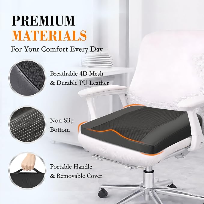 Lofty Aim Car Seat Cushion, Memory Foam Car Seat Cushions for Long Driving | Comfy Car Seat Pillow for Pain Relief, Driver Seat Cushion Adds Height, Butt Cushion for Car, Truck, Office Chair, Black - Image 6