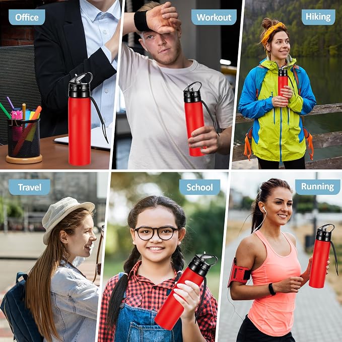 Collapsible Water Bottles 15oz, Odorless BPA-Free Silicone, Leak-Proof Foldable Reusable Bottle - Perfect for Cruise Travel Sports Gym Hiking Camping Cycling - Red - Image 6