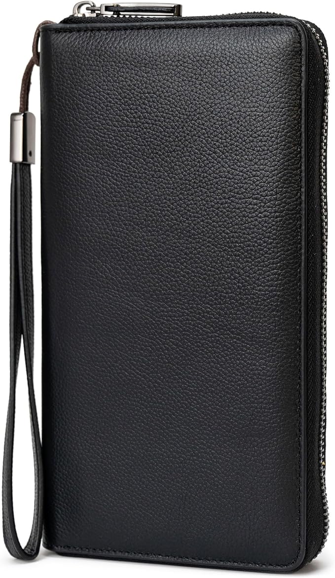 Bveyzi Women RFID Blocking Wallet Leather Zip Around Phone Clutch Large Capacity Ladies Travel Purse Wristlet by Bveyzi