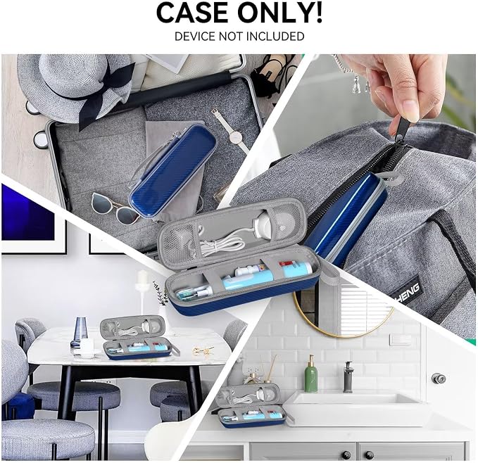 Toothbrush Travel Case for Oral B/Oral-B Pro 1000 1500 5000 7000 7500 6000 9600/ Phlips Sonicare 4100 5100 1100 6100 5300 Electric Toothbrush, Portable Hard Protective Storage Bag (Blue) - Image 6