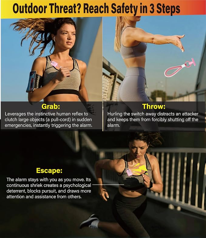 ‌WZU Recordable Personal Safety Alarm - FCC Certified Self Defense Alarm with 2 Emergency Modes - Rechargeable LED Strobe for Women/Men/Elderly - Jogging/Night Running/Travel/Home/Office - 4 Colors - Image 3